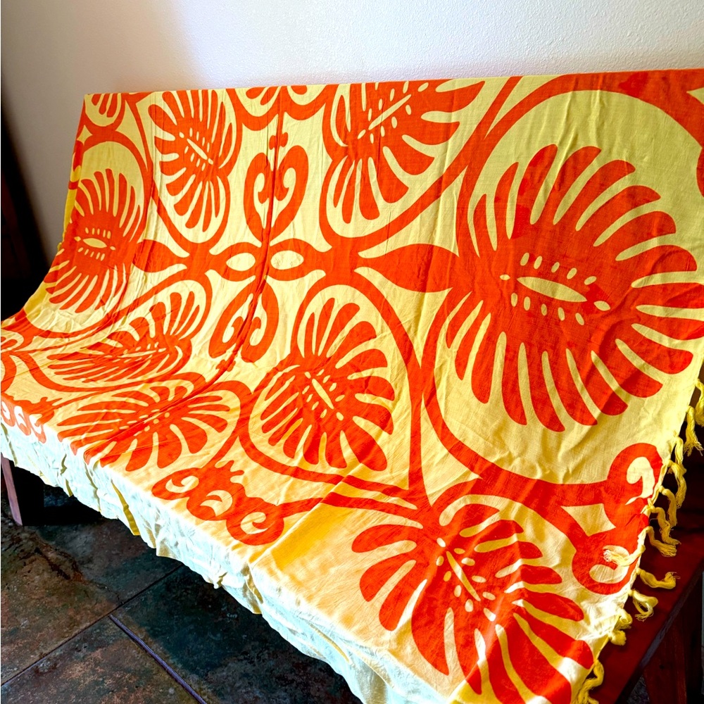 Vibrant Orange and Yellow Floral Pareo/Sarong